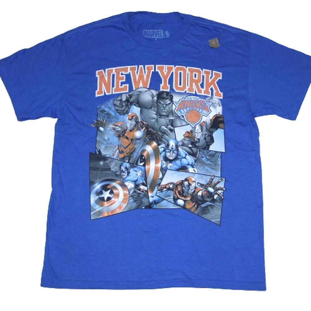 Marvel Iron Man New York Knicks Super Hero Mens Tee Shirt Size Medium